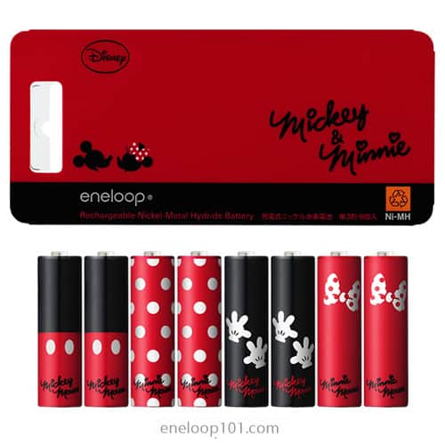 Red and blue mickey mouse batteries
